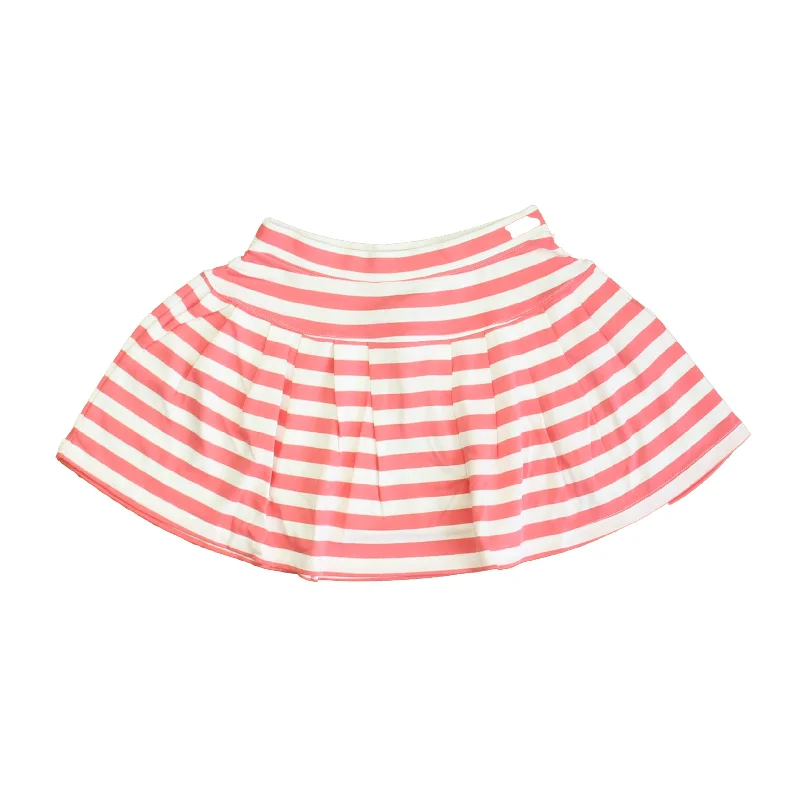 Classic Prep Girls Sunkissed Coral | Bright White Stripe Skirt Size: 6-14 Years