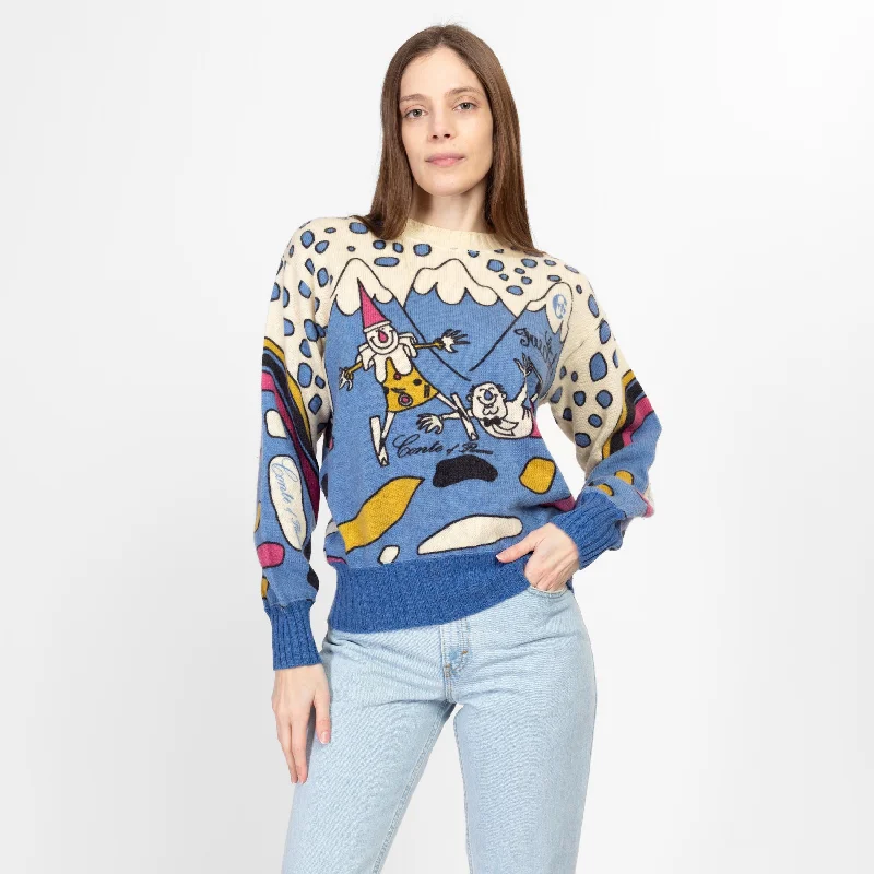 Medium 80s Novelty Skiing Sweater