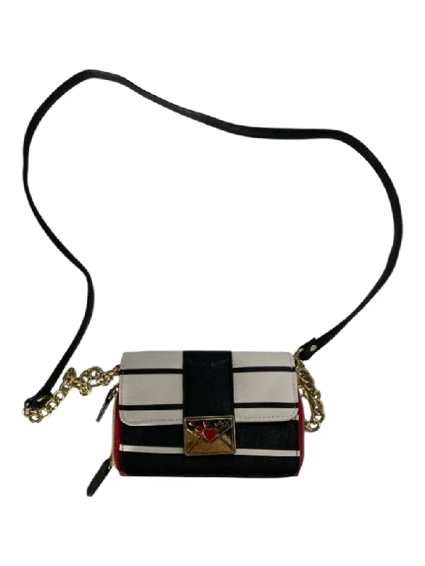 Betsy Johnson Red Black & Cream Leather Buckle Detail double zip Purse