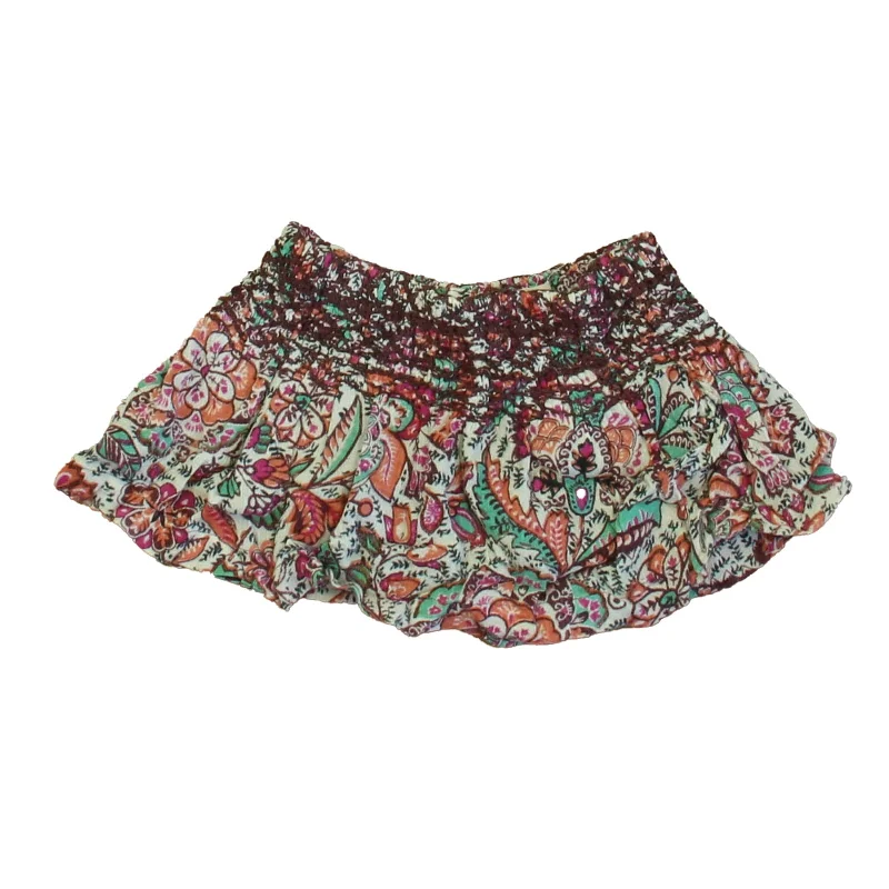 Tea Girls Maroon | Ivory | Aqua Floral Skirt