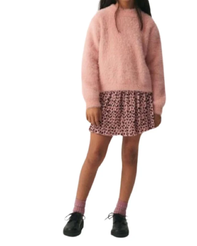 Girl's Pleated Skirt In Pink/black