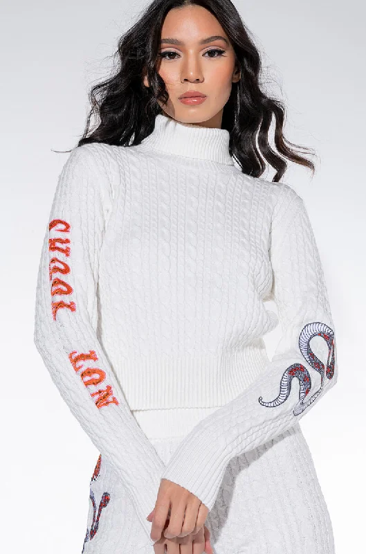 NOT YOURS CABLEKNIT TURTLENECK SWEATER