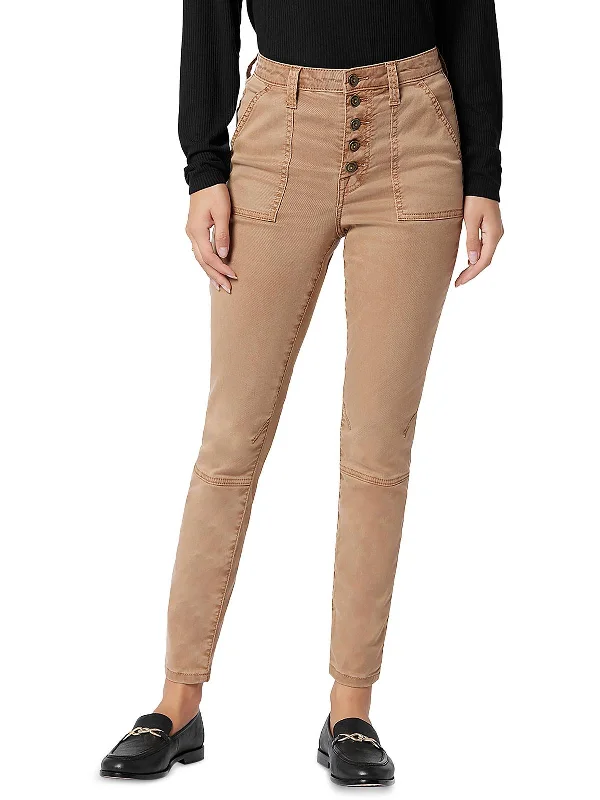 Womens Ankle Zippers High Waist Skinny Pants