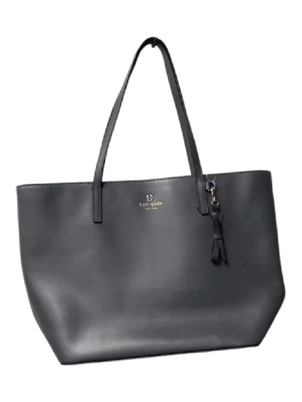 Kate Spade Gray Leather 2 Handles Top Zip Gold Hardware Tote Bag