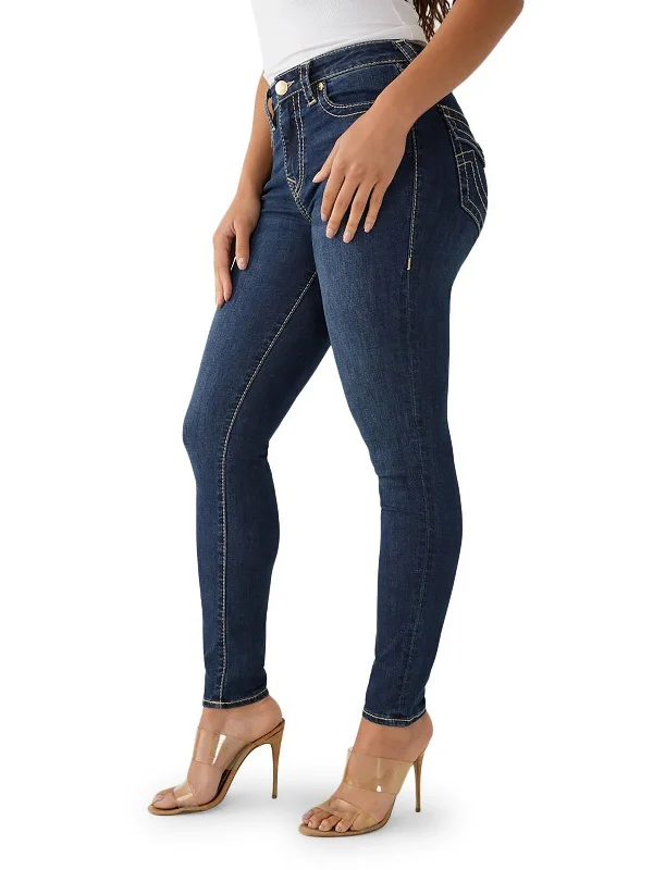 Halle Womens High-Rise Dark Wash Skinny Jeans