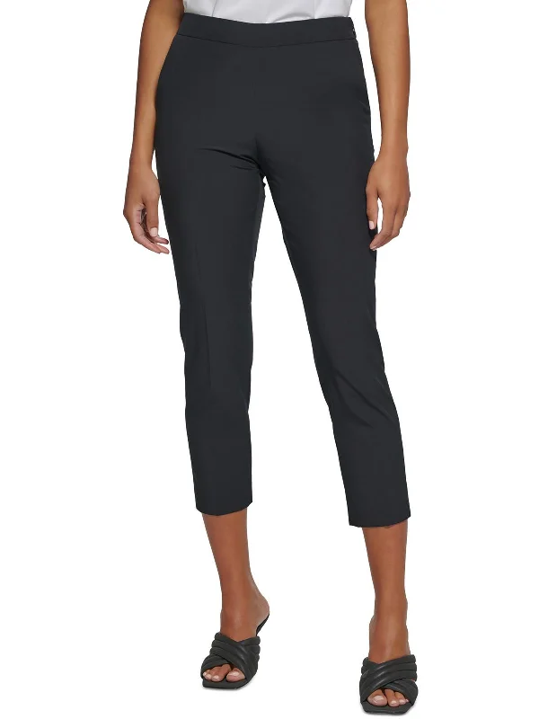 Womens Solid Polyester Cropped Pants