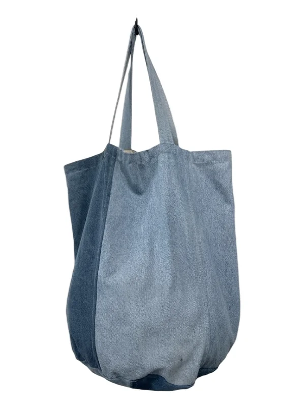 B Sides Denim Cotton Blend Patchwork Tote Bag