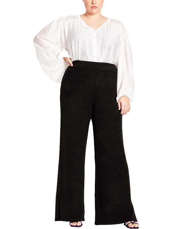 Womens Split Hem Long Wide Leg Pants