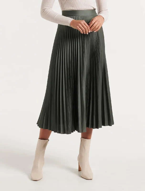 Ester Satin Pleated Skirt