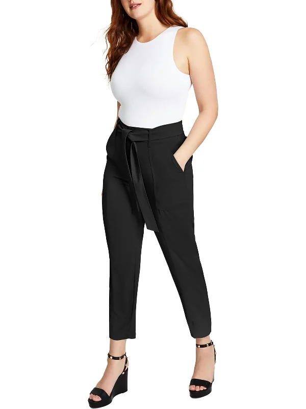 Petites Womens High-Waist Polyester Ankle Pants