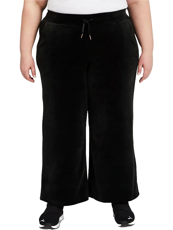 Plus Womens Corduroy High Rise Wide Leg Pants