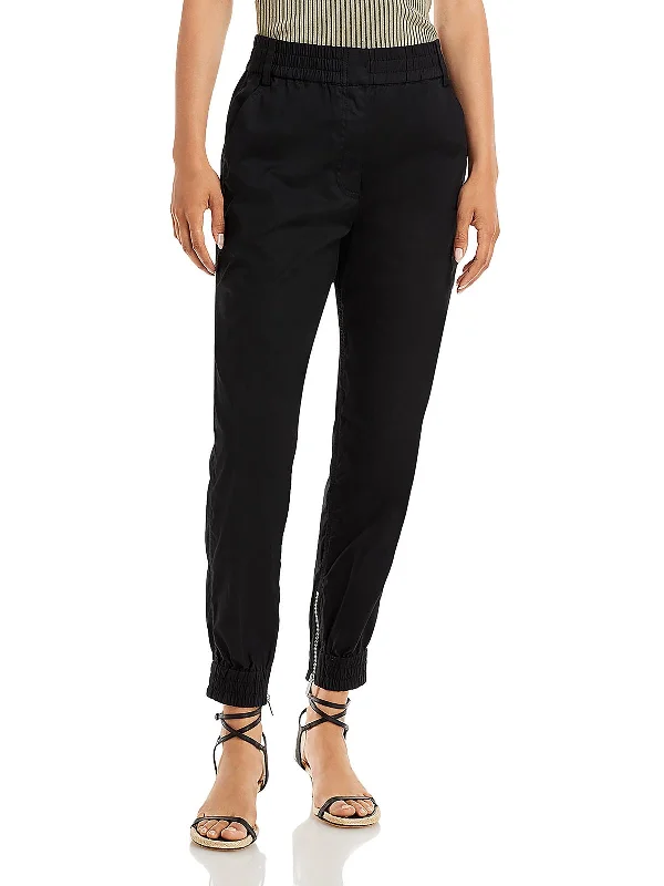 Phoenix Womens Zipper Hem Ruched Jogger Pants