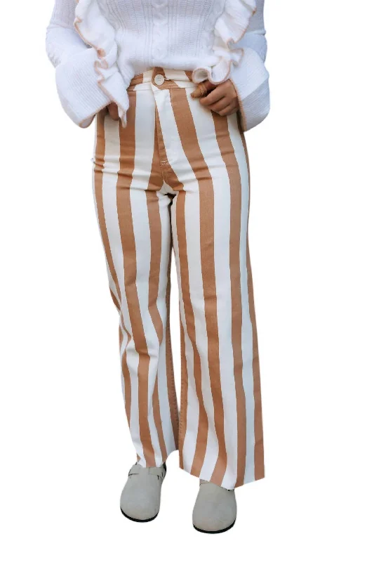 Stripe Stretch Pants In Toffee