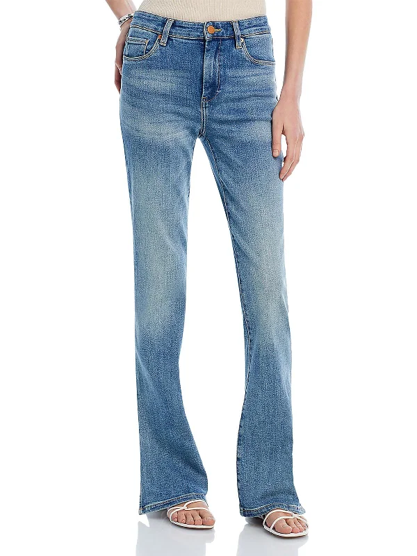 Womens High Rise Faded Flare Jeans