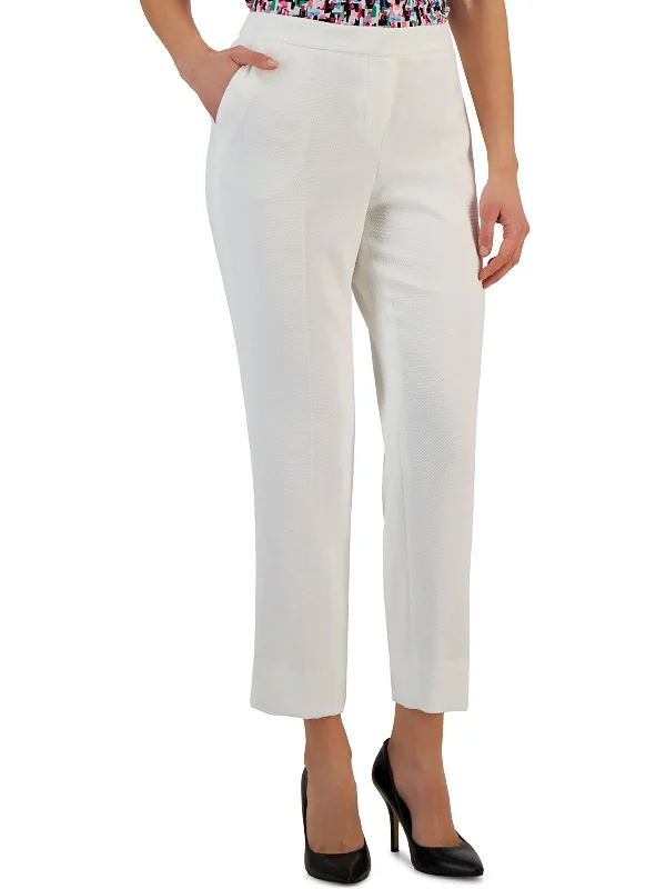 Womens Textured Side Slits Cropped Pants